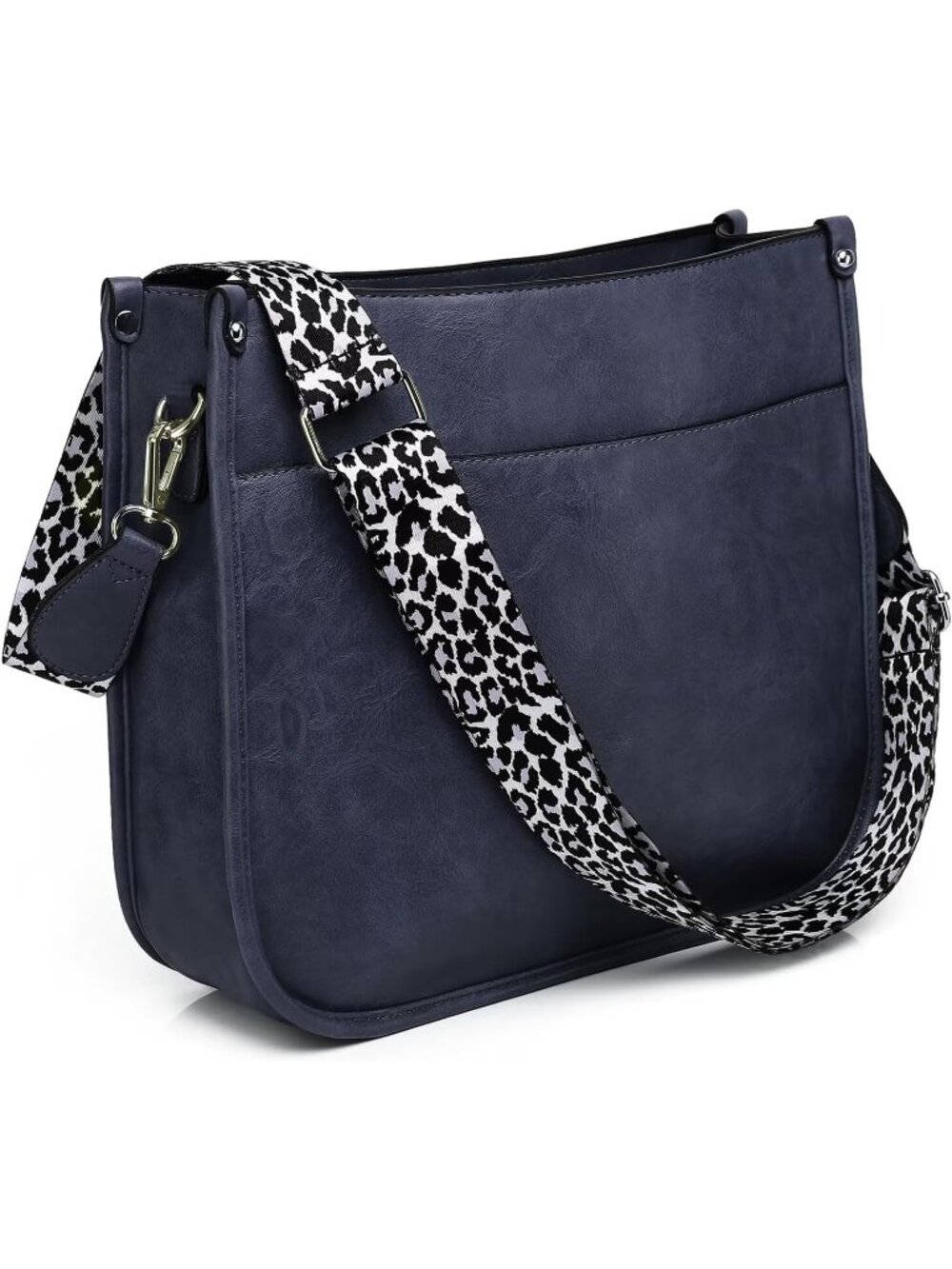 Women's Navy Vegan Leather Purse Bag Crossbody Bags With 2 Adjustable Straps